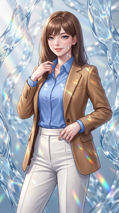 score_9, masterpiece, best quality, ultra-detailed, high-budget anime keyframe, editorial fashion photography, tasteful artistic composition, Korean woman. close-up cowboy shot from the waist and thighs up, the character dominates the composition, fi