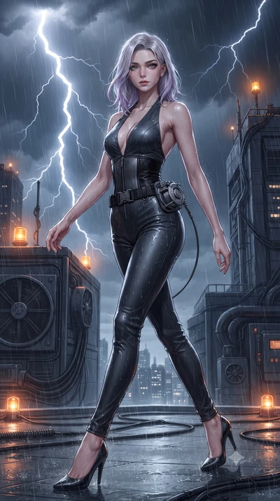 score_9, masterpiece, best quality, ultra-detailed, high-budget anime keyframe, editorial fashion photography, tasteful artistic composition, Caucasian woman. low angle full-body shot from head to toe showing her feet, filling the entire 9:16 vertica