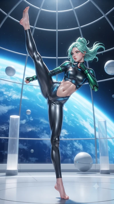 score_9, masterpiece, best quality, ultra-detailed, high-budget anime keyframe, editorial fashion photography, tasteful artistic composition, Japanese woman. low angle full-body shot from head to toe showing her feet, filling the entire 9:16 vertical