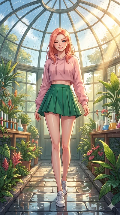 score_9, masterpiece, best quality, ultra-detailed, high-budget anime keyframe, vibrant anime aesthetic, Japanese woman. low angle full-body shot from head to toe showing her feet, filling the entire 9:16 vertical frame with her statuesque presence, 