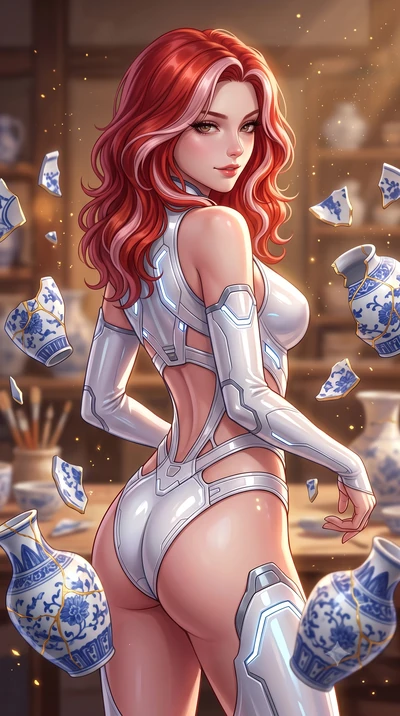 score_9, masterpiece, best quality, ultra-detailed, high-budget anime keyframe, editorial fashion photography, tasteful artistic composition, Caucasian woman. close-up cowboy shot from the waist and thighs up, the character dominates the composition,