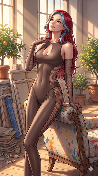 score_9, masterpiece, best quality, ultra-detailed, high-budget anime keyframe, editorial fashion photography, tasteful artistic composition, Caucasian woman, strictly human ears. cowboy shot from the thighs up, character and outfit filling the frame
