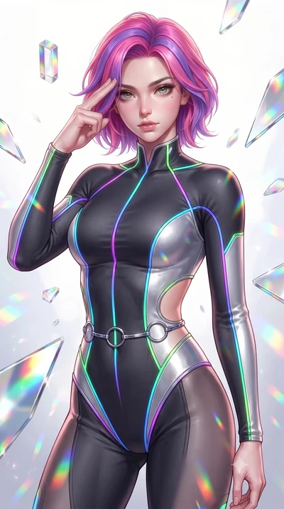 score_9, masterpiece, best quality, ultra-detailed, high-budget anime keyframe, editorial fashion photography, tasteful artistic composition, Caucasian woman. close-up cowboy shot from the waist and thighs up, the character dominates the composition,