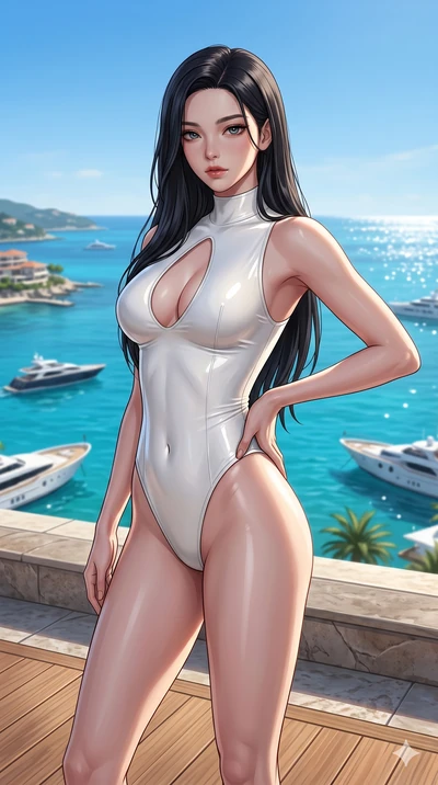 score_9, masterpiece, best quality, ultra-detailed, high-budget anime keyframe, editorial fashion photography, tasteful artistic composition, Korean woman. cowboy shot from the thighs up, character and outfit filling the frame for maximum editorial p