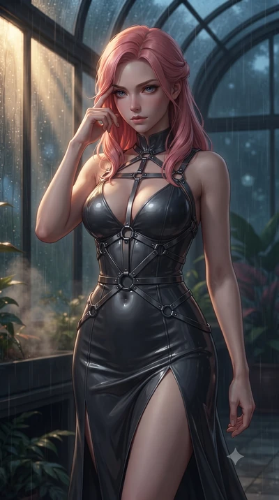 score_9, masterpiece, best quality, ultra-detailed, high-budget anime keyframe, editorial fashion photography, tasteful artistic composition, Japanese woman. close-up cowboy shot from the waist and thighs up, the character dominates the composition, 