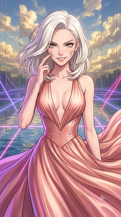 score_9, masterpiece, best quality, ultra-detailed, high-budget anime keyframe, clean line-art, cel-shading, Caucasian woman, strictly human ears. close-up cowboy shot from the waist and thighs up, the character dominates the composition, filling the