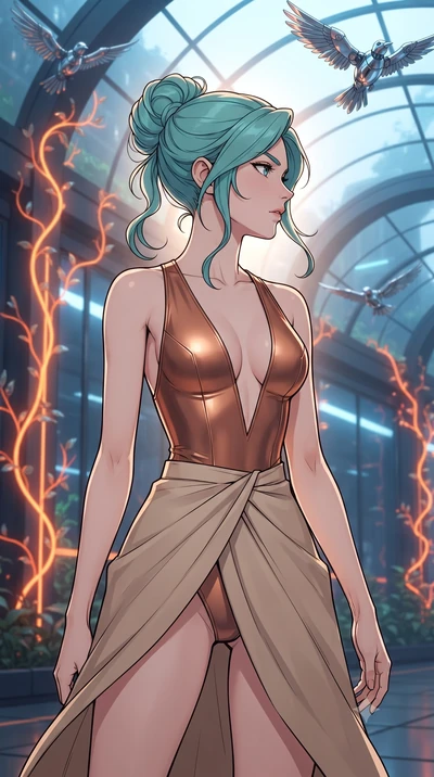 score_9, masterpiece, best quality, ultra-detailed, high-budget anime keyframe, gorgeous anime illustration, with clean line-art and distinct ink outlines, Japanese woman. close-up cowboy shot from the waist and thighs up, the character dominates the