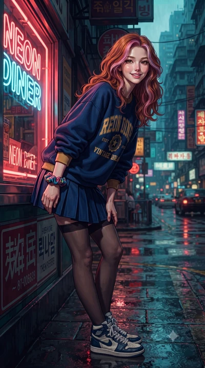 score_9, masterpiece, best quality, ultra-detailed, high-budget anime keyframe, editorial fashion photography, tasteful artistic composition, Caucasian woman. close-up cowboy shot from the waist and thighs up, the character dominates the composition,