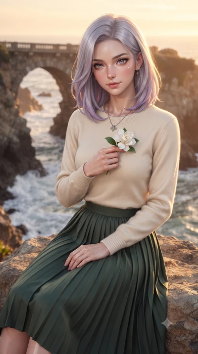 score_9, masterpiece, best quality, ultra-detailed, high-budget anime keyframe, editorial fashion photography, tasteful artistic composition, Caucasian woman woman. close-up cowboy shot from the waist and thighs up, the character dominates the compos