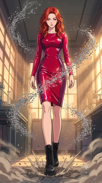 score_9, masterpiece, best quality, ultra-detailed, high-budget anime keyframe, clean line-art, cel-shading, Caucasian woman, strictly human ears. low angle full-body shot from head to toe showing her feet, filling the entire 9:16 vertical frame with