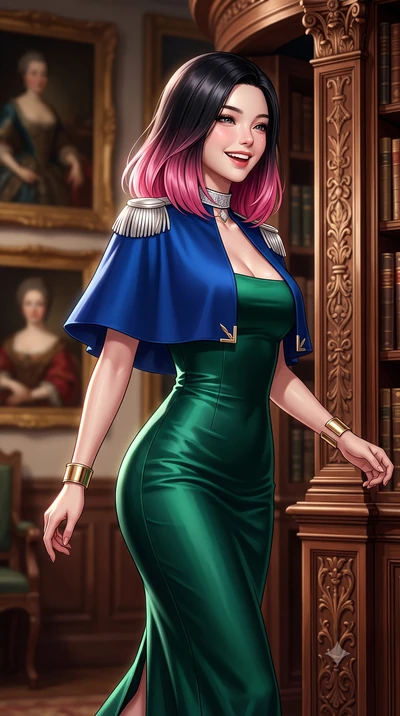 score_9, masterpiece, best quality, ultra-detailed, high-budget anime keyframe, semi-realistic 3D game render, editorial fashion photography, tasteful artistic composition, Korean woman. close-up cowboy shot from the waist and thighs up, the characte
