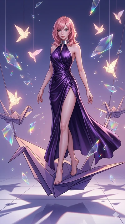 score_9, masterpiece, best quality, ultra-detailed, high-budget anime keyframe, editorial fashion photography, tasteful artistic composition, Japanese woman. upper body close-up from the thighs up, character filling the screen for maximum presence. b