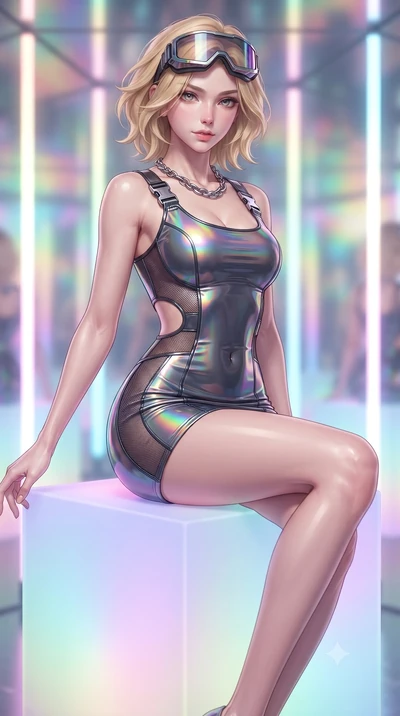 score_9, masterpiece, best quality, ultra-detailed, high-budget anime keyframe, editorial fashion photography, tasteful artistic composition, Caucasian woman. close-up cowboy shot from the waist and thighs up, the character dominates the composition,