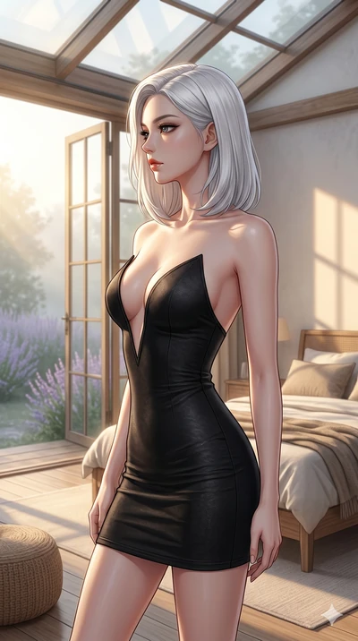 score_9, masterpiece, best quality, ultra-detailed, high-budget anime keyframe, editorial fashion photography, tasteful artistic composition, Korean woman. cowboy shot from the thighs up, character and outfit filling the frame for maximum editorial p
