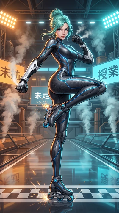 score_9, masterpiece, best quality, ultra-detailed, high-budget anime keyframe, semi-realistic 3D game render, editorial fashion photography, tasteful artistic composition, Japanese woman. low angle full-body shot from head to toe showing her feet, f