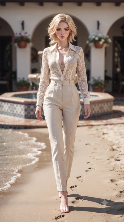 score_9, masterpiece, best quality, ultra-detailed, high-budget anime keyframe, editorial fashion photography, tasteful artistic composition, Caucasian woman woman. low angle full-body shot from head to toe showing her feet, filling the entire 9:16 v