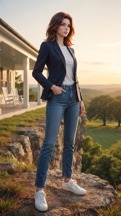 score_9, masterpiece, best quality, ultra-detailed, high-budget anime keyframe, editorial fashion photography, tasteful artistic composition, Korean woman woman. low angle full-body shot from head to toe showing her feet, filling the entire 9:16 vert