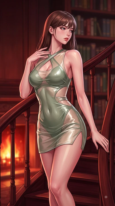 score_9, masterpiece, best quality, ultra-detailed, high-budget anime keyframe, editorial fashion photography, tasteful artistic composition, Korean woman. close-up cowboy shot from the waist and thighs up, the character dominates the composition, fi