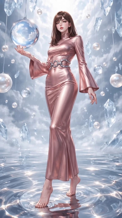 score_9, masterpiece, best quality, ultra-detailed, high-budget anime keyframe, editorial fashion photography, tasteful artistic composition, Korean woman. low angle full-body shot from head to toe showing her feet, filling the entire 9:16 vertical f