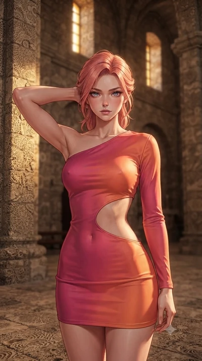 score_9, masterpiece, best quality, ultra-detailed, high-budget anime keyframe, editorial fashion photography, tasteful artistic composition, Japanese woman. close-up cowboy shot from the waist and thighs up, the character dominates the composition, 