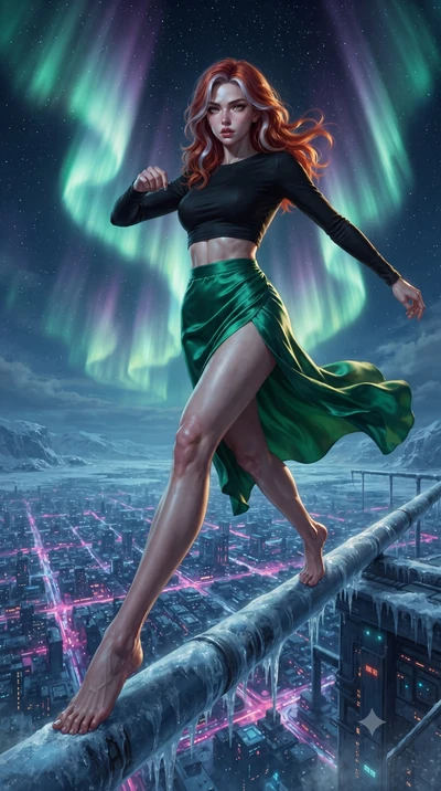 score_9, masterpiece, best quality, ultra-detailed, high-budget anime keyframe, editorial fashion photography, tasteful artistic composition, realistic cosplay photography, Caucasian woman, strictly human ears. low angle full-body shot from head to t