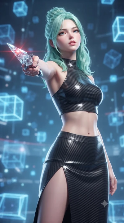 score_9, masterpiece, best quality, ultra-detailed, high-budget anime keyframe, editorial fashion photography, tasteful artistic composition, Japanese woman. close-up cowboy shot from the waist and thighs up, the character dominates the composition, 