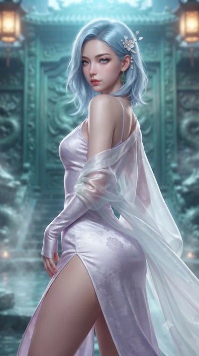 score_9, masterpiece, best quality, ultra-detailed, high-budget anime keyframe, editorial fashion photography, tasteful artistic composition, Korean woman. close-up cowboy shot from the waist and thighs up, the character dominates the composition, fi