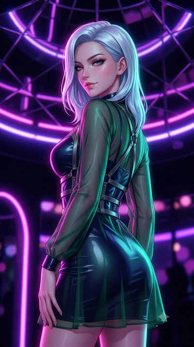 score_9, masterpiece, best quality, ultra-detailed, high-budget anime keyframe, editorial fashion photography, tasteful artistic composition, Korean woman. close-up cowboy shot from the waist and thighs up, the character dominates the composition, fi