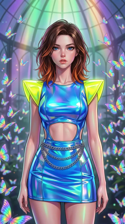 score_9, masterpiece, best quality, ultra-detailed, high-budget anime keyframe, editorial fashion photography, tasteful artistic composition, Korean woman. close-up cowboy shot from the waist and thighs up, the character dominates the composition, fi