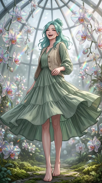 score_9, masterpiece, best quality, ultra-detailed, high-budget anime keyframe, editorial fashion photography, tasteful artistic composition, Japanese woman. low angle full-body shot from head to toe showing her feet, filling the entire 9:16 vertical