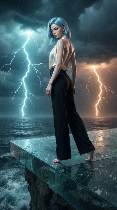 score_9, masterpiece, best quality, ultra-detailed, high-budget anime keyframe, editorial fashion photography, tasteful artistic composition, Korean woman. low angle full-body shot from head to toe showing her feet, filling the entire 9:16 vertical f