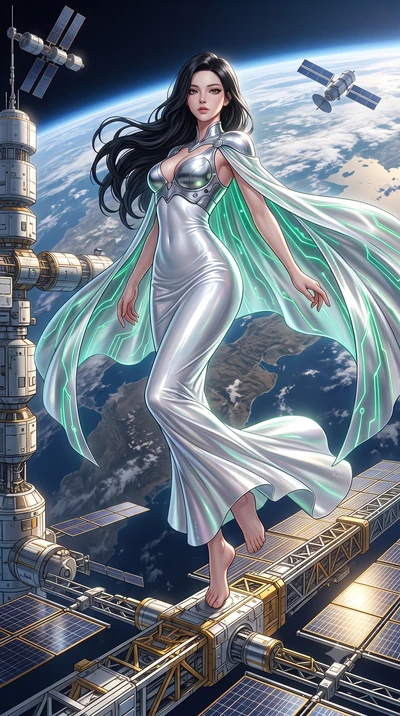 score_9, masterpiece, best quality, ultra-detailed, high-budget anime keyframe, semi-realistic 3D game render, editorial fashion photography, tasteful artistic composition, Korean woman. low angle full-body shot from head to toe showing her feet, fil