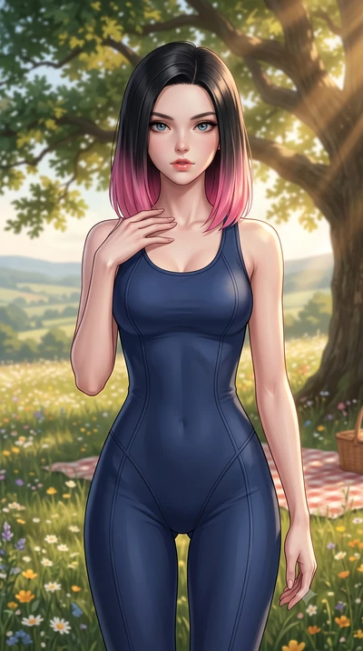 score_9, masterpiece, best quality, ultra-detailed, high-budget anime keyframe, editorial fashion photography, tasteful artistic composition, Korean woman woman. close-up cowboy shot from the waist and thighs up, the character dominates the compositi