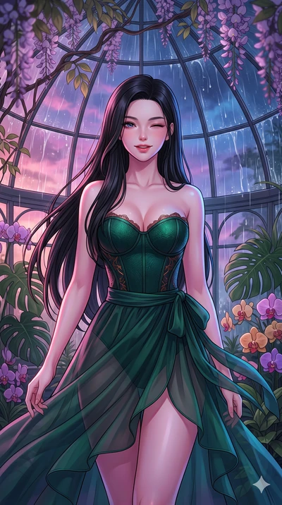 score_9, masterpiece, best quality, ultra-detailed, high-budget anime keyframe, vibrant anime aesthetic, Korean woman. close-up cowboy shot from the waist and thighs up, the character dominates the composition, filling the frame with her large presen