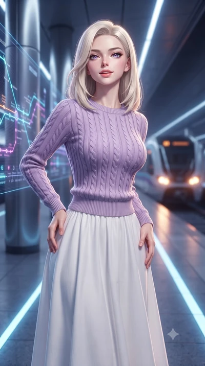 score_9, masterpiece, best quality, ultra-detailed, high-budget anime keyframe, editorial fashion photography, tasteful artistic composition, Caucasian woman. close-up cowboy shot from the waist and thighs up, the character dominates the composition,