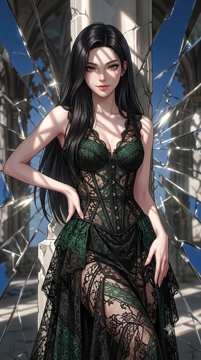 score_9, masterpiece, best quality, ultra-detailed, high-budget anime keyframe, editorial fashion photography, tasteful artistic composition, Korean woman. close-up cowboy shot from the waist and thighs up, the character dominates the composition, fi