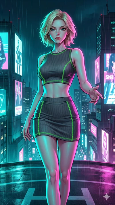 score_9, masterpiece, best quality, ultra-detailed, high-budget anime keyframe, editorial fashion photography, tasteful artistic composition, Caucasian woman, strictly human ears. cowboy shot from the thighs up, character and outfit filling the frame
