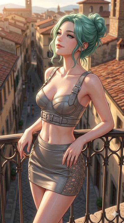 score_9, masterpiece, best quality, ultra-detailed, high-budget anime keyframe, editorial fashion photography, tasteful artistic composition, Japanese woman. cowboy shot from the thighs up, character and outfit filling the frame for maximum editorial