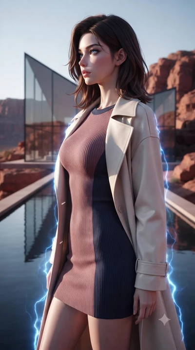 score_9, masterpiece, best quality, ultra-detailed, high-budget anime keyframe, editorial fashion photography, tasteful artistic composition, Korean woman. close-up cowboy shot from the waist and thighs up, the character dominates the composition, fi