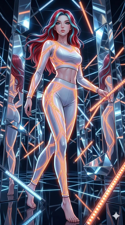 score_9, masterpiece, best quality, ultra-detailed, high-budget anime keyframe, Caucasian woman, strictly human ears. low angle full-body shot filling the entire 9:16 frame with her statuesque presence, stretching the vertical silhouette. navigating 
