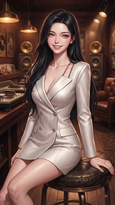 score_9, masterpiece, best quality, ultra-detailed, high-budget anime keyframe, editorial fashion photography, tasteful artistic composition, Korean woman. close-up cowboy shot from the waist and thighs up, the character dominates the composition, fi