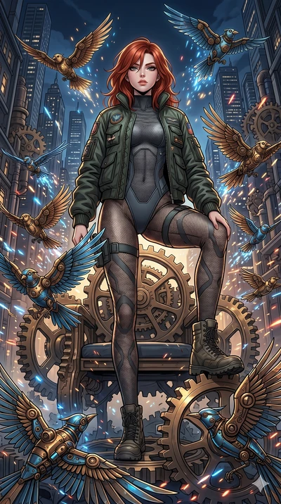 score_9, masterpiece, best quality, ultra-detailed, Set A: High-budget Anime Keyframe, Caucasian (strictly human ears) woman. Low angle cowboy shot filling the entire 9:16 frame with her statuesque presence. Standing victoriously through a throne of 