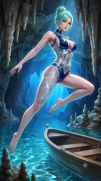 score_9, masterpiece, best quality, ultra-detailed, high-budget anime keyframe, semi-realistic 3D game render, editorial fashion photography, tasteful artistic composition, Japanese woman. low angle full-body shot from head to toe showing her feet, f