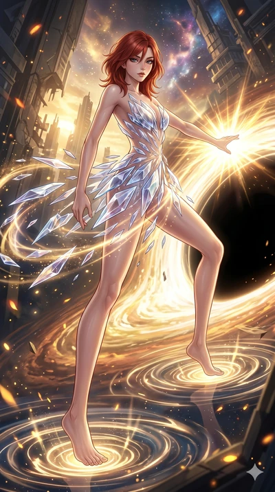 score_9, masterpiece, best quality, ultra-detailed, Set A: High-budget Anime Keyframe, Korean woman. Low angle cowboy shot filling the entire 9:16 frame with her statuesque presence. Theme: Urban Decay. unleashing a massive energy wave in the edge of