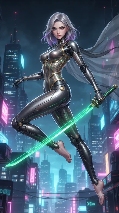 score_9, masterpiece, best quality, ultra-detailed, high-budget anime keyframe, editorial fashion photography, tasteful artistic composition, Caucasian woman. low angle full-body shot from head to toe showing her feet, filling the entire 9:16 vertica