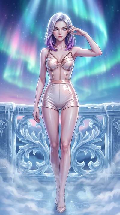 score_9, masterpiece, best quality, ultra-detailed, high-budget anime keyframe, editorial fashion photography, tasteful artistic composition, Caucasian woman. close-up cowboy shot from the waist and thighs up, the character dominates the composition,