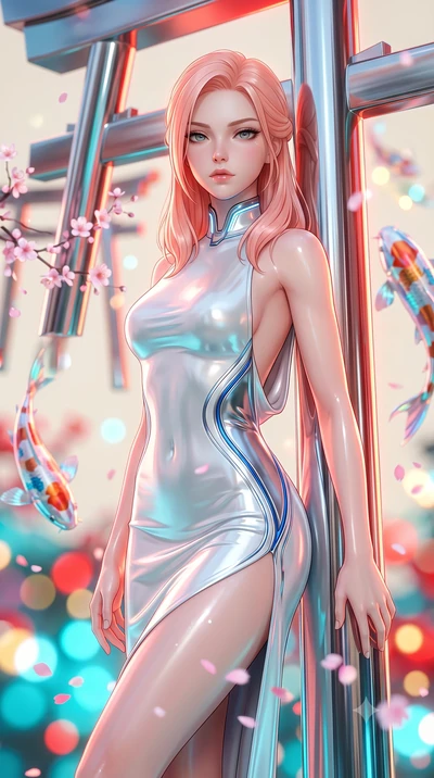 score_9, masterpiece, best quality, ultra-detailed, high-budget anime keyframe, editorial fashion photography, tasteful artistic composition, Japanese woman. close-up cowboy shot from the waist and thighs up, the character dominates the composition, 