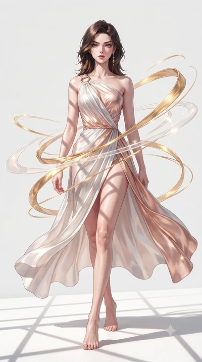 score_9, masterpiece, best quality, ultra-detailed, high-budget anime keyframe, editorial fashion photography, tasteful artistic composition, Korean woman. low angle full-body shot from head to toe showing her feet, filling the entire 9:16 vertical f