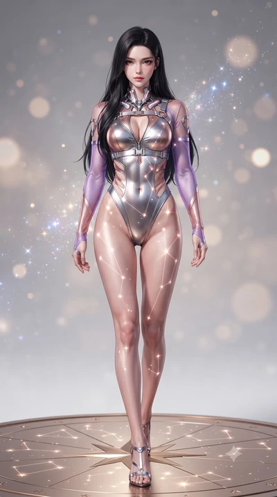 score_9, masterpiece, best quality, ultra-detailed, high-budget anime keyframe, editorial fashion photography, tasteful artistic composition, Korean woman. low angle full-body shot from head to toe showing her feet, filling the entire 9:16 vertical f