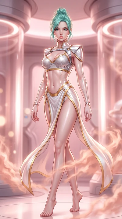 score_9, masterpiece, best quality, ultra-detailed, high-budget anime keyframe, editorial fashion photography, tasteful artistic composition, Japanese woman. low angle full-body shot from head to toe showing her feet, filling the entire 9:16 vertical